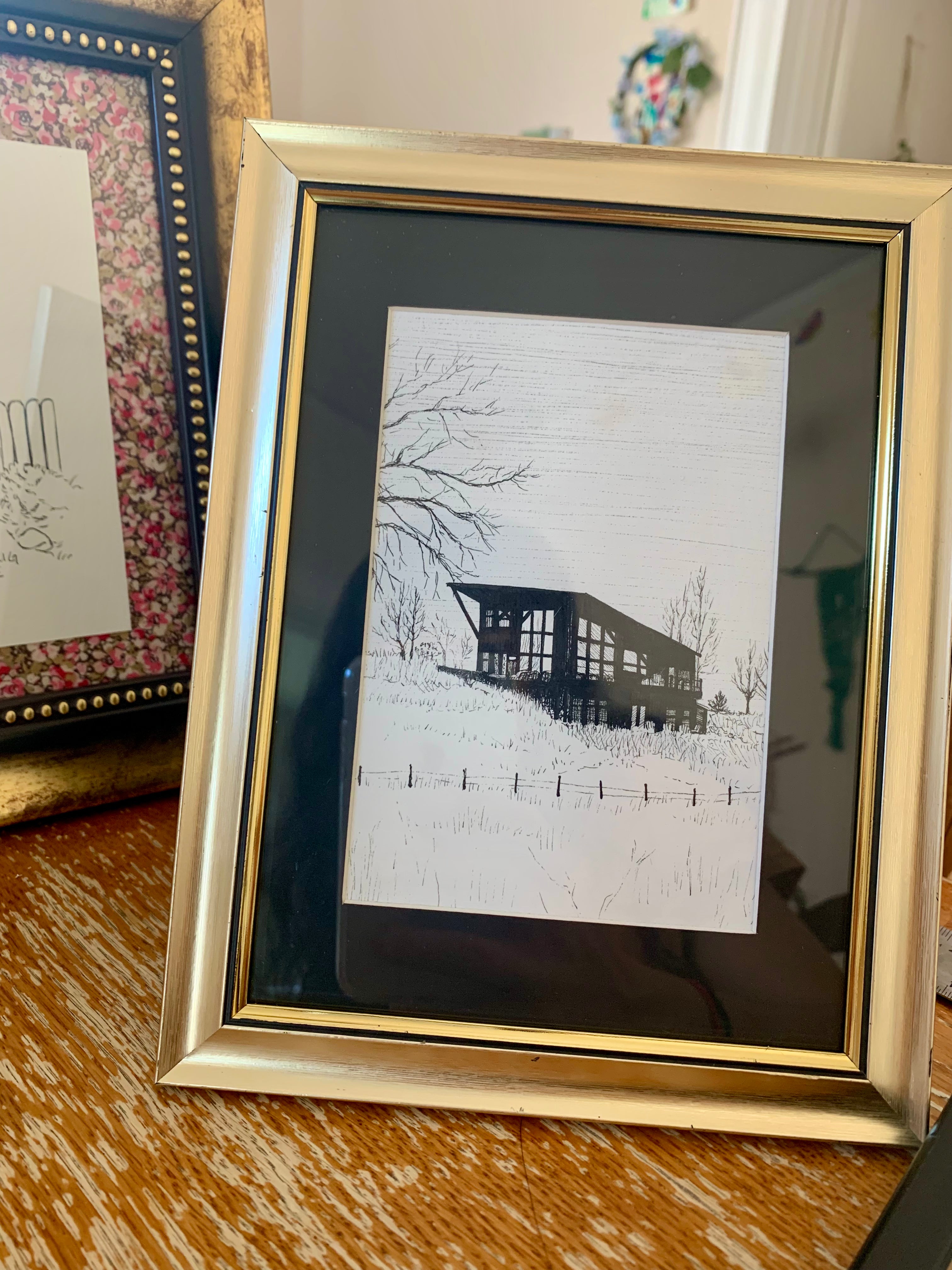 Custom hand-drawn house portrait 5 x 7