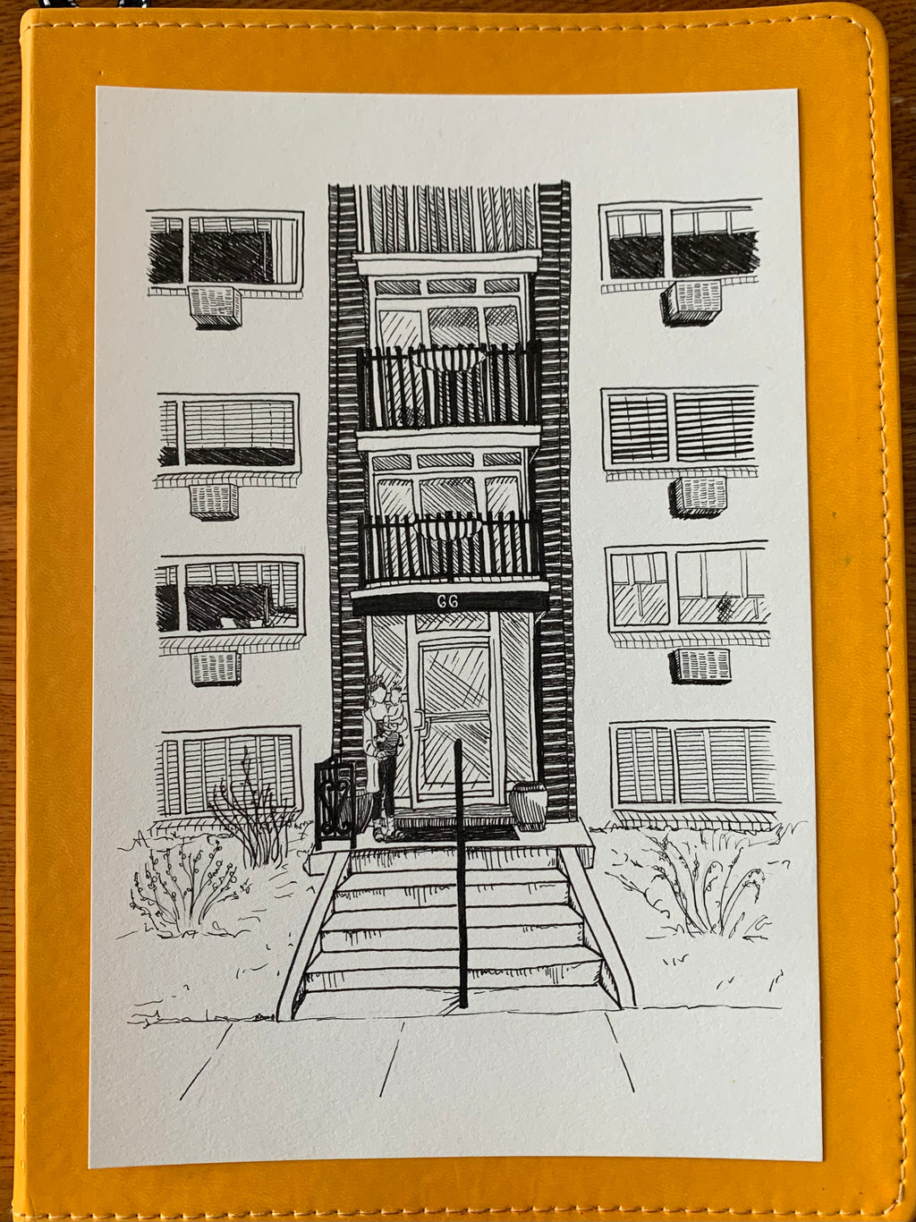 Custom hand-drawn house portrait 8 x 10
