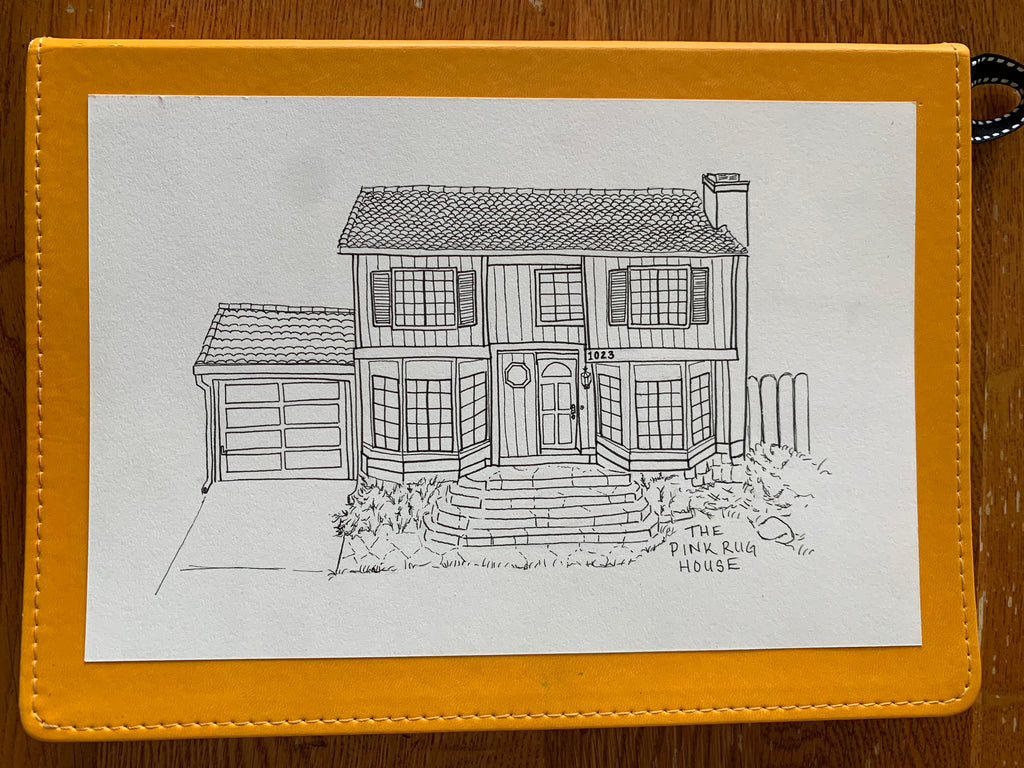 Custom hand-drawn house portrait 8 x 10