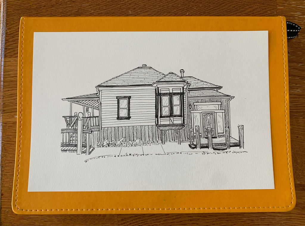 Custom hand-drawn house portrait 8 x 10