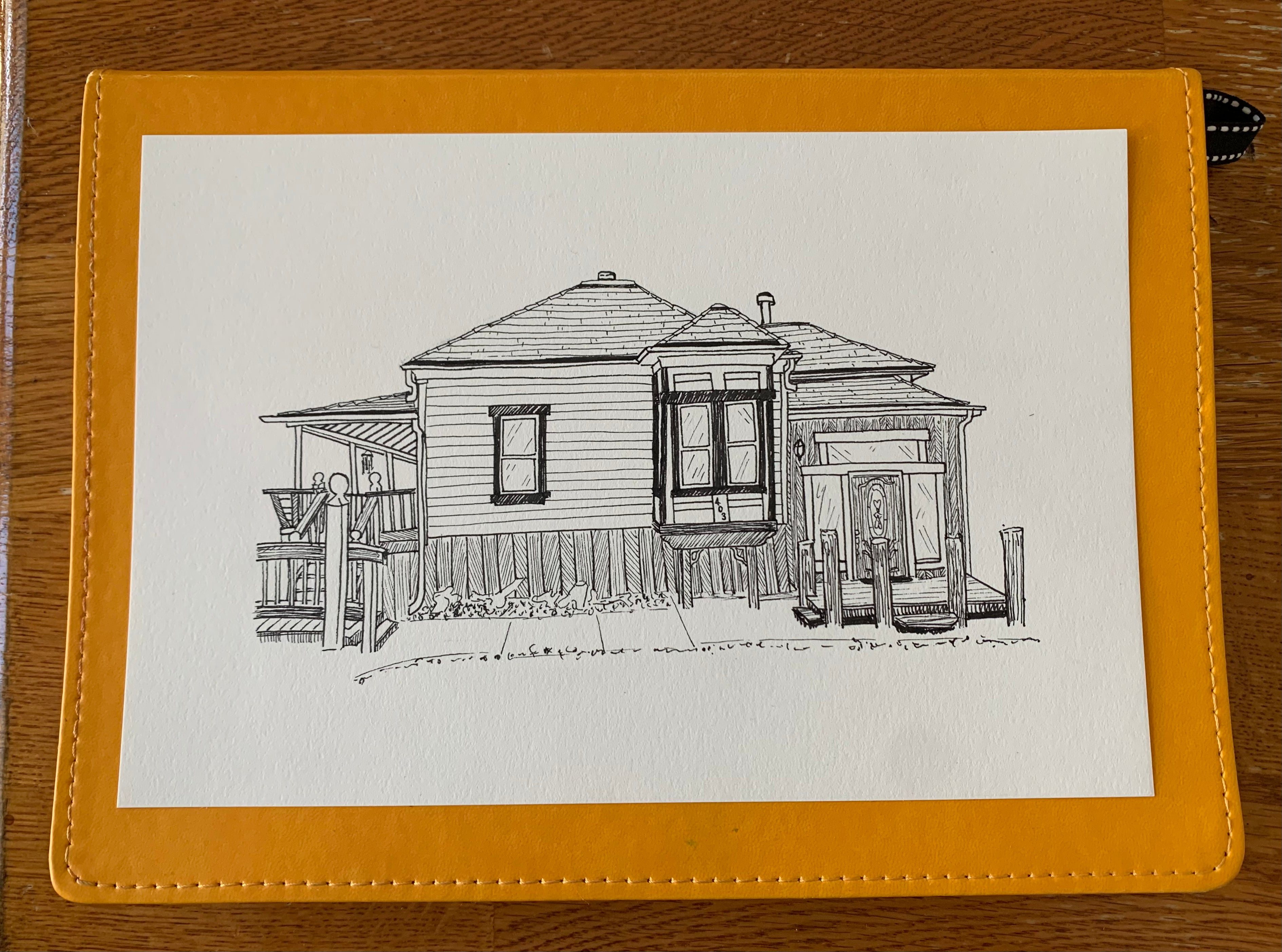 Custom hand-drawn house portrait 8 x 10