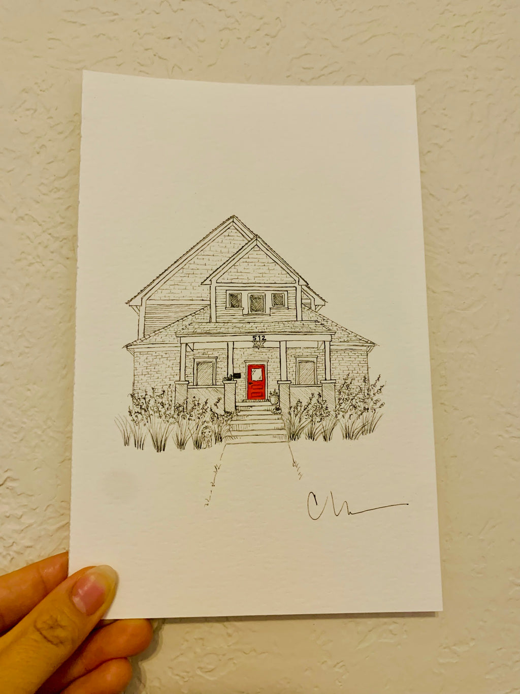 Custom hand-drawn house portrait 8 x 10