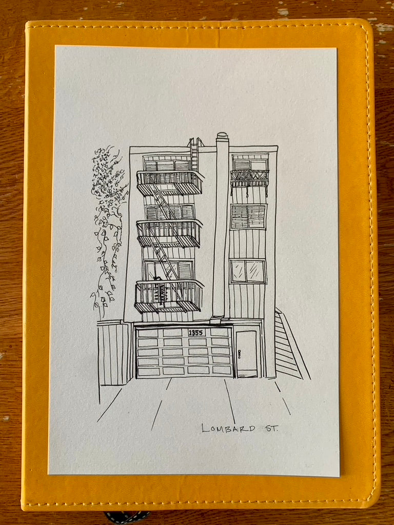 Custom hand-drawn house portrait 8 x 10