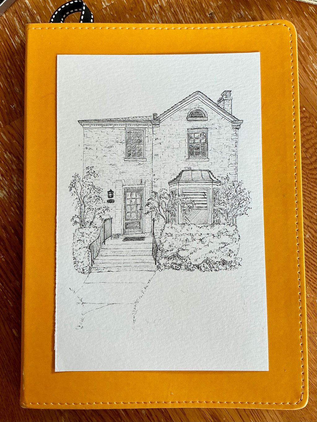 Custom hand-drawn house portrait 8 x 10