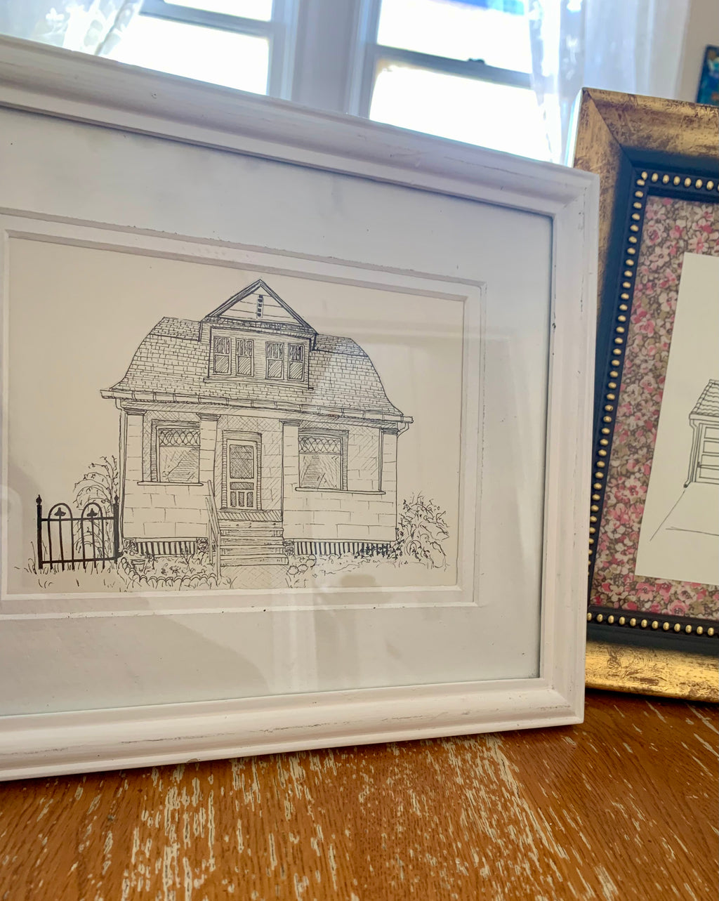Custom hand-drawn house portrait 5 x 7