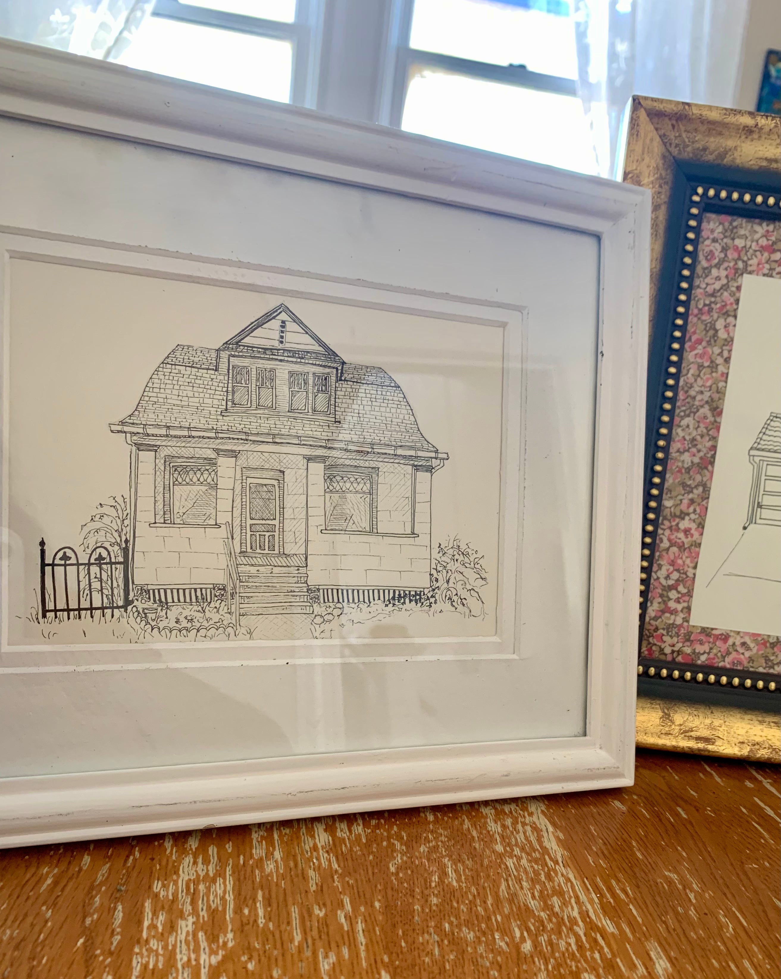 Custom hand-drawn house portrait 5 x 7