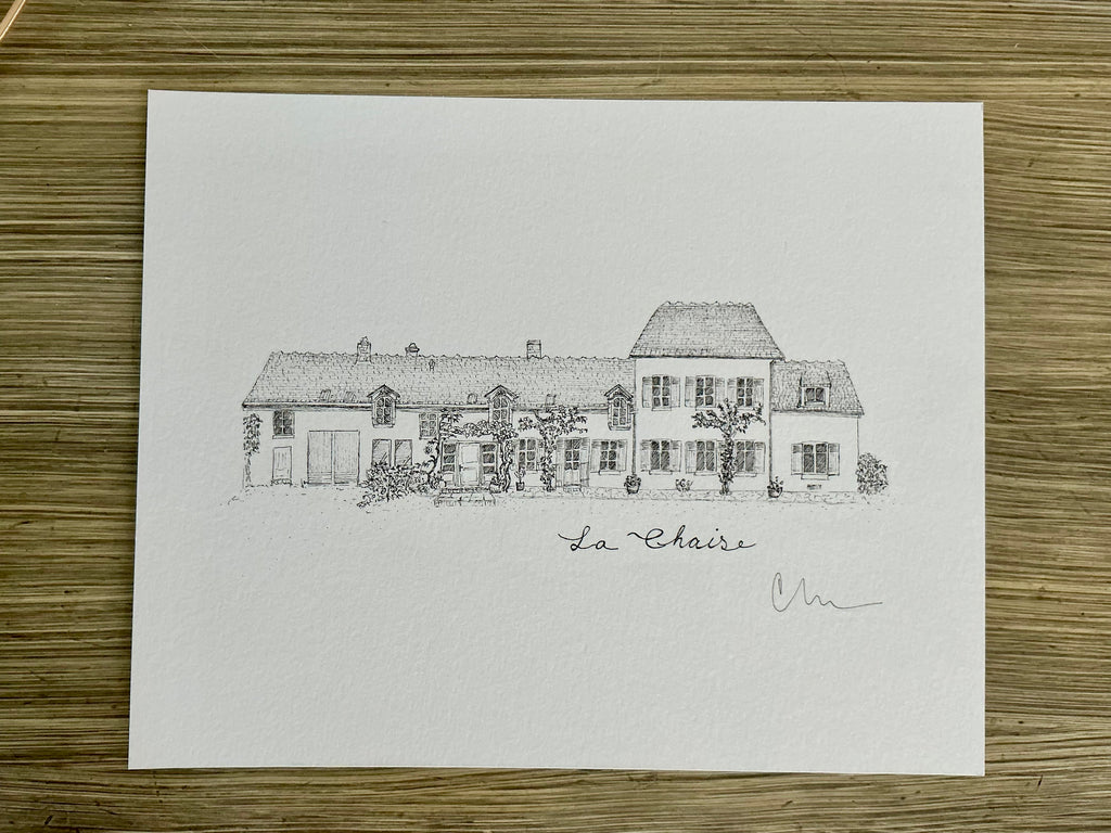 Custom hand-drawn house portrait 8 x 10