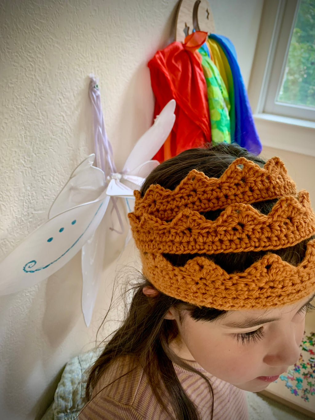 Golden Wool Autumn Crown for birthdays, special occasions, and dress up